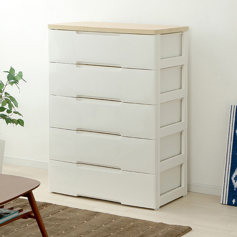 アイリスオーヤマ ウッドトップチェスト 幅80.5cm 5段 ホワイト HG-805 1台(ご注文単位1台)【直送品】