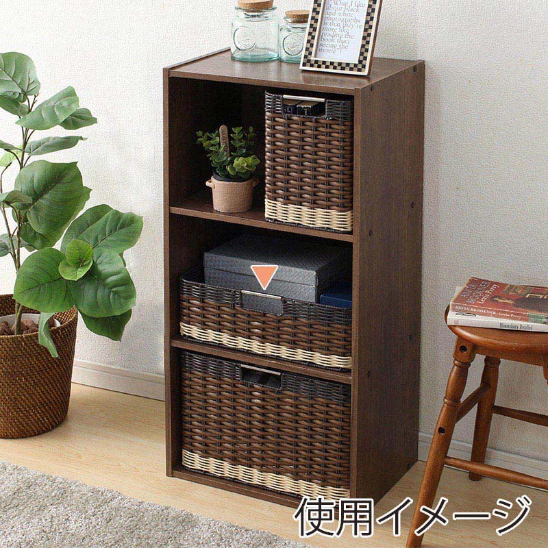 アイリスオーヤマ ウッディバスケット 浅型 ブラウン IMK-38 1個(ご注文単位1個)【直送品】