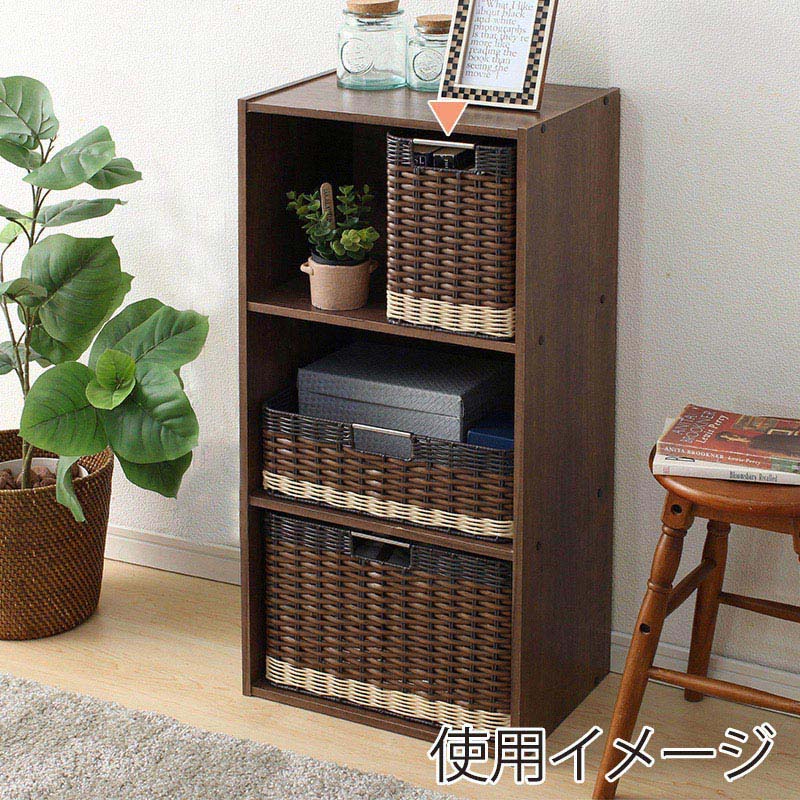 アイリスオーヤマ ウッディバスケット　小型 ブラウン IMK-27 1個（ご注文単位1個）【直送品】