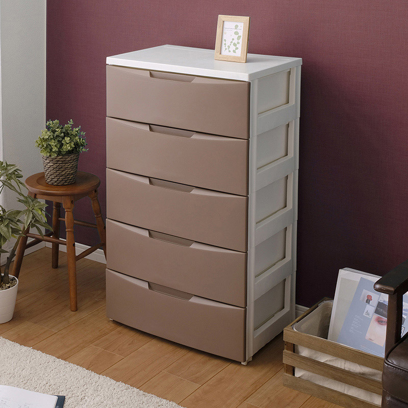 アイリスオーヤマ ルームチェスト 幅55cm 5段 ホワイト/ブラウン RC-555 1台(ご注文単位1台)【直送品】