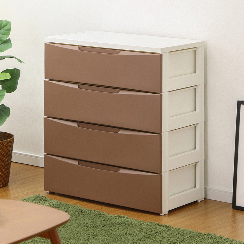 アイリスオーヤマ ルームチェスト 幅72cm 4段 ホワイト/ブラウン RC-724 1台(ご注文単位1台)【直送品】