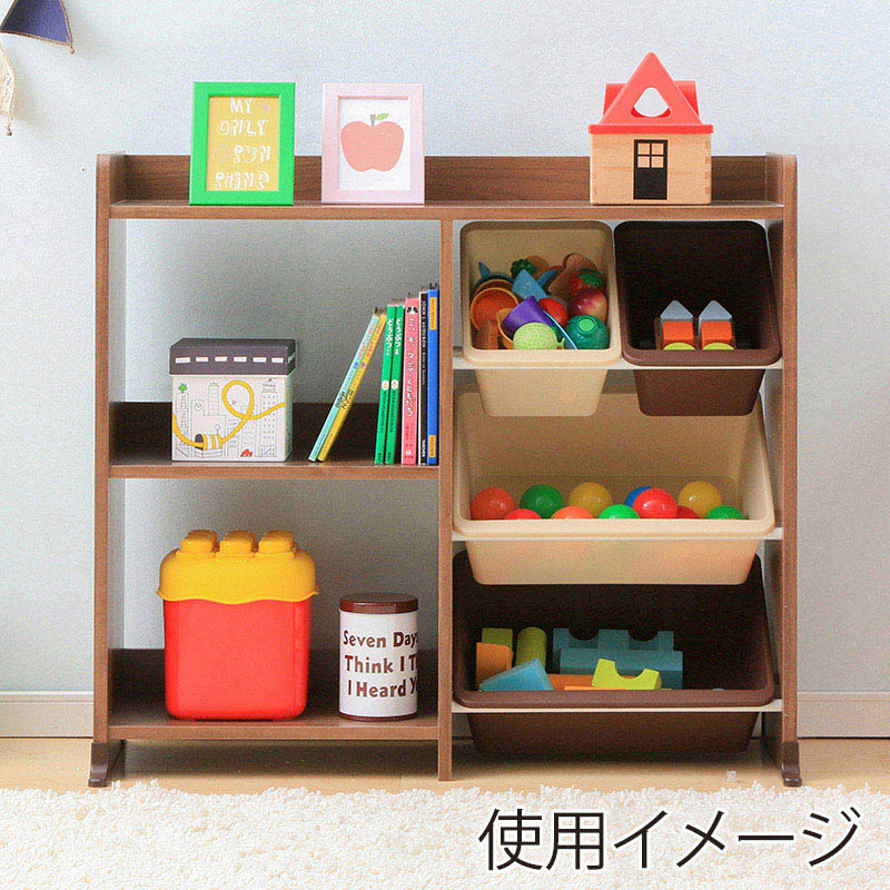 アイリスオーヤマ 本棚付トイハウスラック ウォールナットブラウン HTHR-34 1台(ご注文単位1台)【直送品】