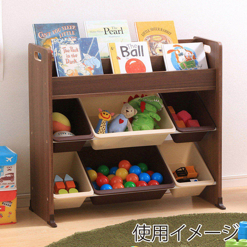 アイリスオーヤマ 絵本棚付トイハウスラック ウォールナットブラウン ETHR-26 1台(ご注文単位1台)【直送品】