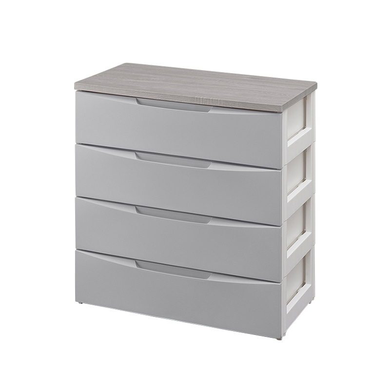 アイリスオーヤマ デザインウッドトップチェスト 4段 グレー DW-724 1台(ご注文単位1台)【直送品】