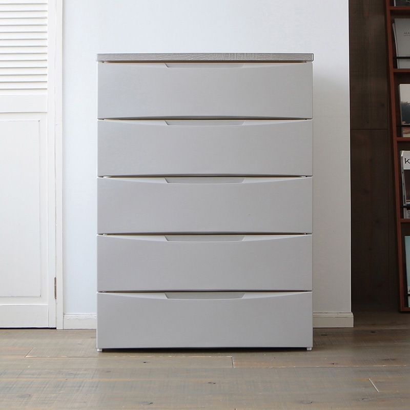 アイリスオーヤマ デザインウッドトップチェスト 5段 グレー DW-725 1台(ご注文単位1台)【直送品】