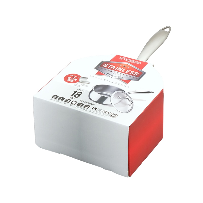 アイリスオーヤマ ステンレスシリーズ 片手なべ IH/ガス火対応 18cm ガラスふた付 SP-P18 1個(ご注文単位1個)【直送品】