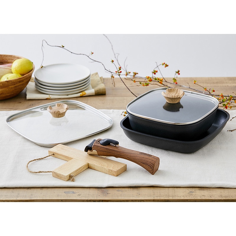 アイリスオーヤマ スキレットコートパン 6点セット スクエア IH/ガス火対応 ブラック SKL-SE6S 1個(ご注文単位1個)【直送品】