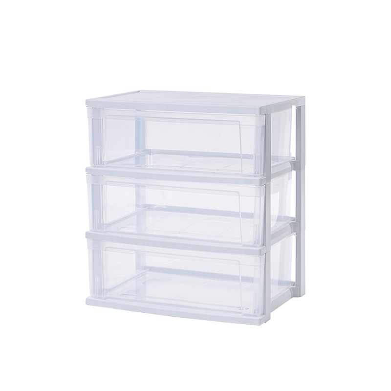 アイリスオーヤマ ワイドチェスト 3段 ホワイト/クリア NSW-543 1台(ご注文単位1台)【直送品】