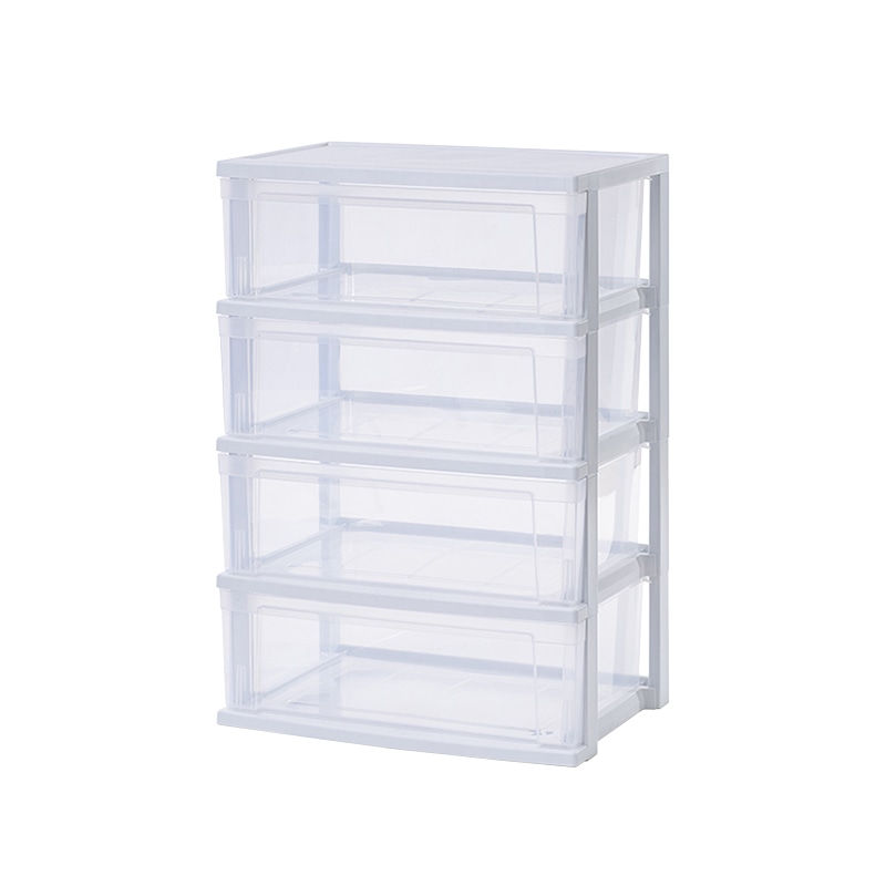 アイリスオーヤマ ワイドチェスト 4段 ホワイト/クリア NSW-544 1台(ご注文単位1台)【直送品】