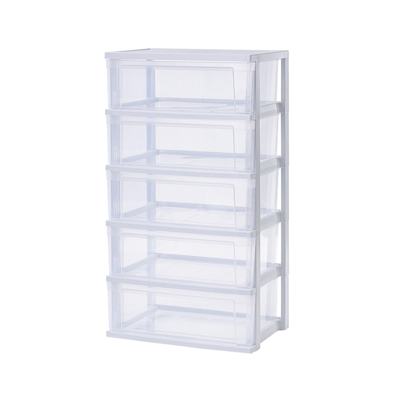 アイリスオーヤマ ワイドチェスト 5段 ホワイト/クリア NSW-545 1台(ご注文単位1台)【直送品】