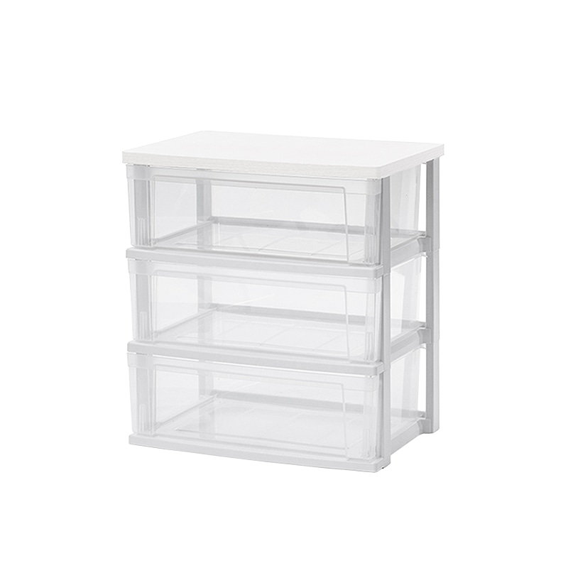 アイリスオーヤマ ウッドトップチェスト 3段 ホワイト/クリア NSW-543WT 1台(ご注文単位1台)【直送品】