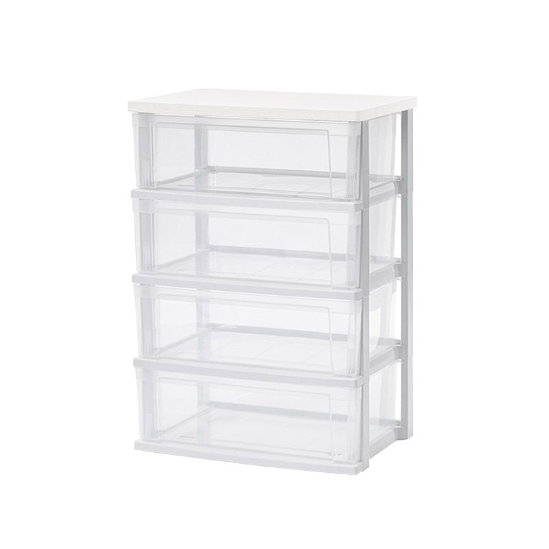 アイリスオーヤマ ウッドトップチェスト 4段 ホワイト/クリア NSW-544WT 1台(ご注文単位1台)【直送品】