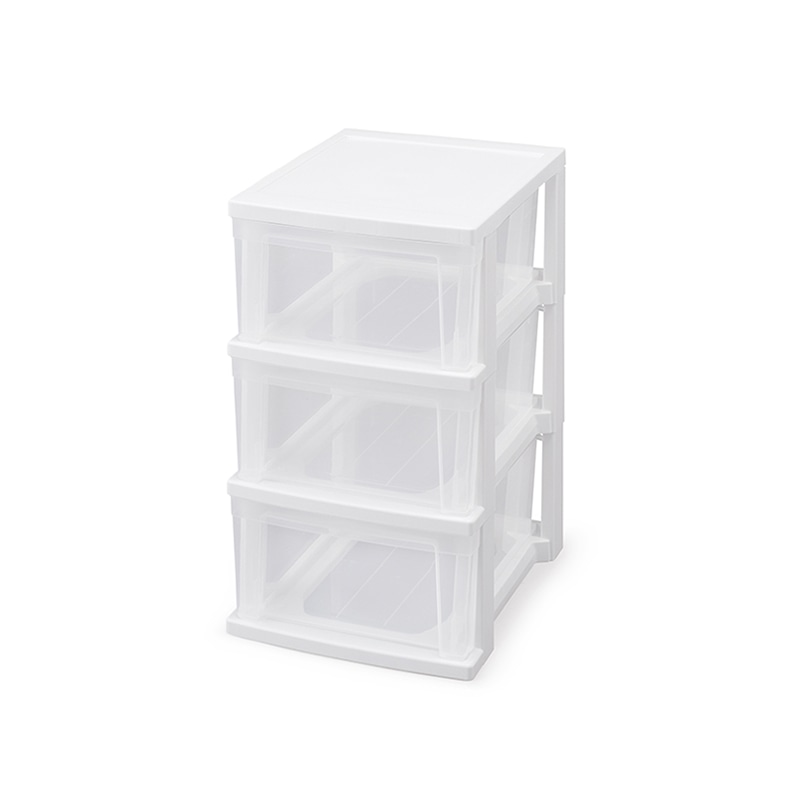 アイリスオーヤマ スリムチェスト 3段 ホワイト/クリア NSS-323 1台(ご注文単位1台)【直送品】