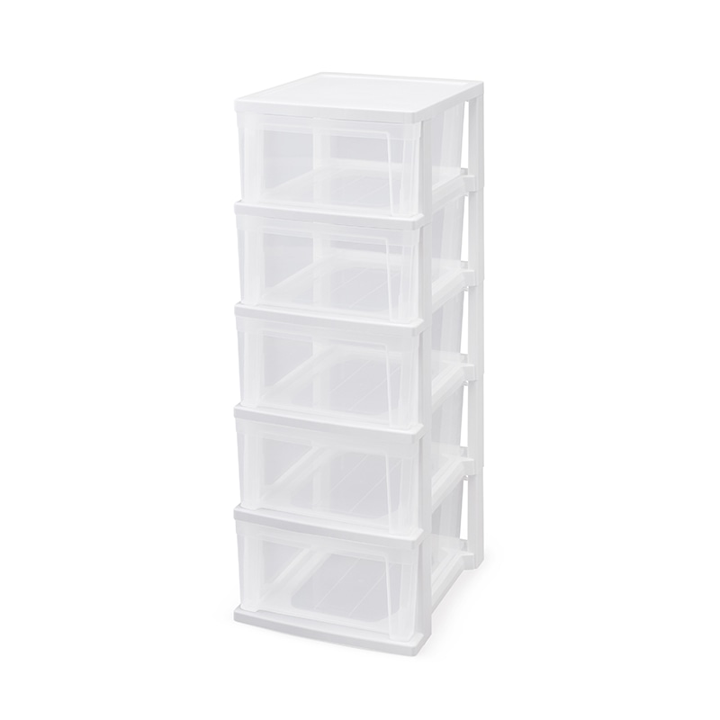 アイリスオーヤマ スリムチェスト 5段 ホワイト/クリア NSS-325 1台(ご注文単位1台)【直送品】