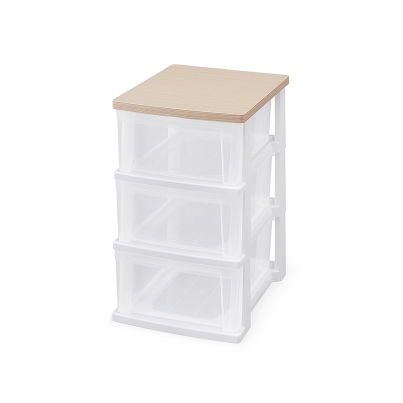 アイリスオーヤマ ウッドトップチェスト スリム 3段 フレンチオーク/クリア NSS-323WT 1台(ご注文単位1台)【直送品】