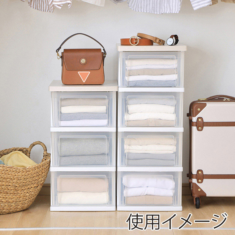 アイリスオーヤマ ウッドトップチェスト　スリム　3段 ホワイト／クリア NSS-323WT 1台（ご注文単位1台）【直送品】