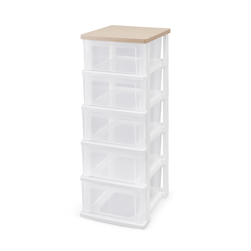 アイリスオーヤマ ウッドトップチェスト スリム 5段 フレンチオーク/クリア NSS-325WT 1台(ご注文単位1台)【直送品】