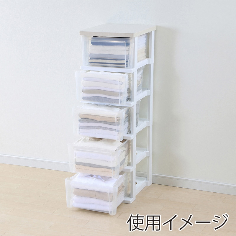 アイリスオーヤマ ウッドトップチェスト　スリム　5段 ホワイト／クリア NSS-325WT 1台（ご注文単位1台）【直送品】