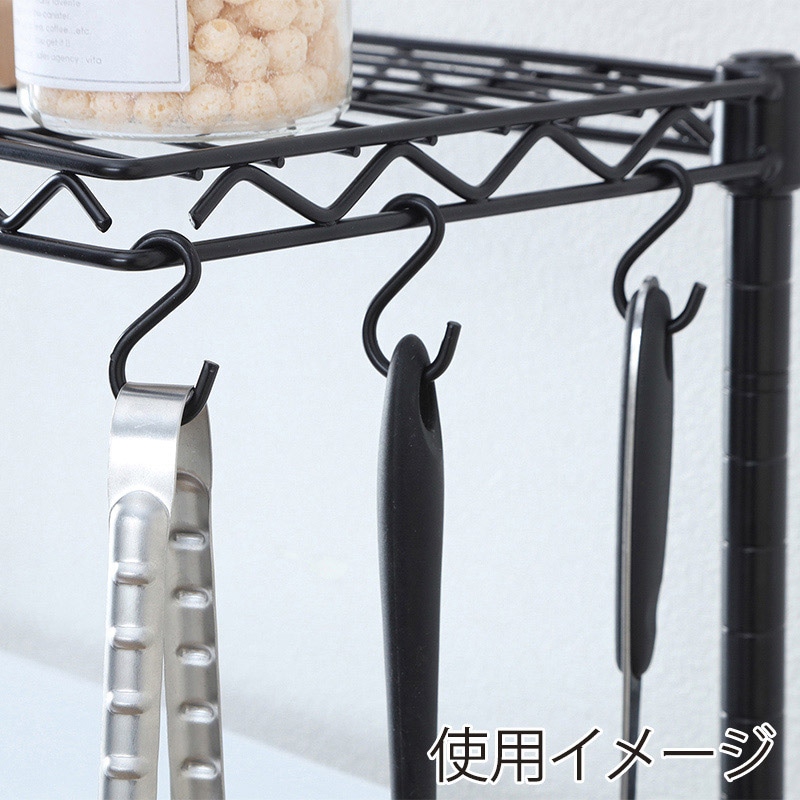 アイリスオーヤマ カラーメタルラックパーツ S字フック 3個セット ブラック CMM-3SF 1セット(ご注文単位1セット)【直送品】