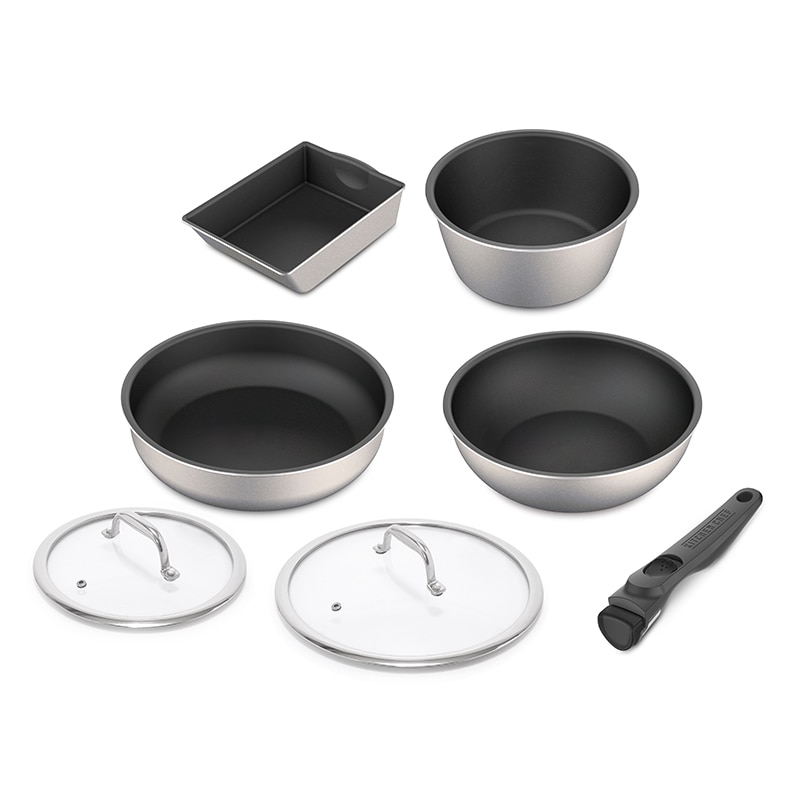 >アイリスオーヤマ ダイヤモンドグレイス フライパン 7点セット IH/ガス火対応 シルバー DG-S7S 1個(ご注文単位1個)【直送品】