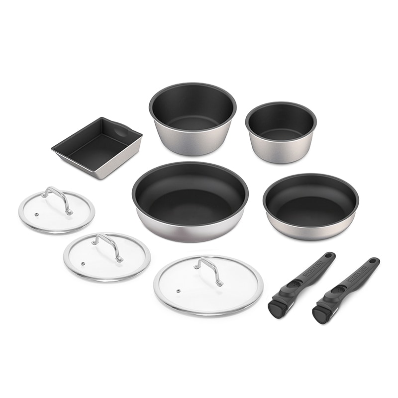 アイリスオーヤマ ダイヤモンドグレイス　フライパン　10点セット IH／ガス火対応　シルバー DG-S10S 1個（ご注文単位1個）【直送品】