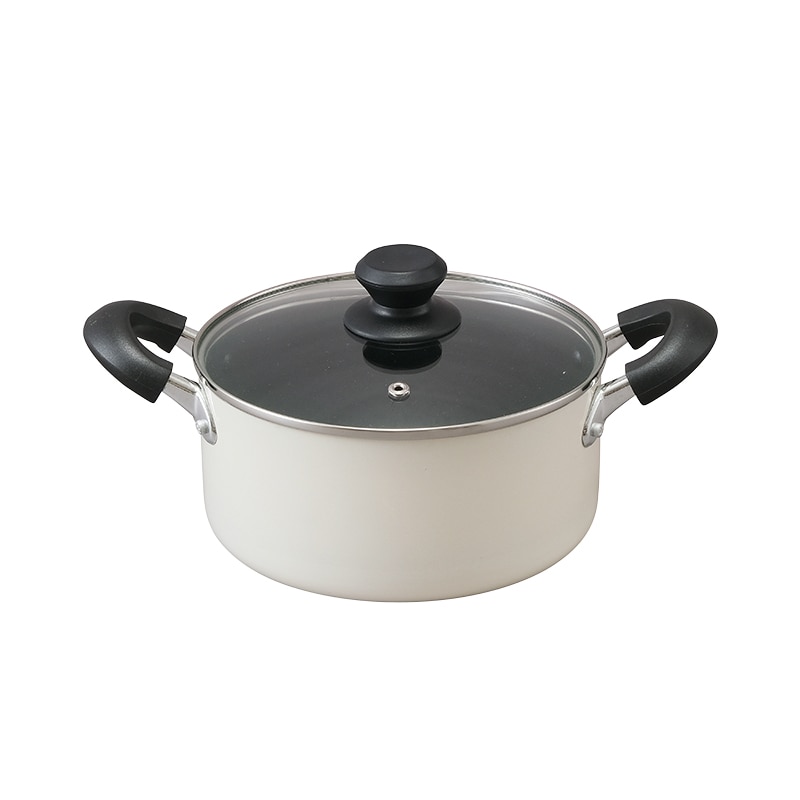 アイリスオーヤマ ダイヤモンドコート 両手なべ IH/ガス火対応 20cm ホワイト DIS-P20 1個(ご注文単位1個)【直送品】