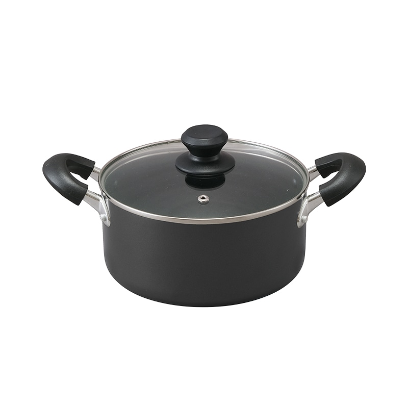 アイリスオーヤマ ダイヤモンドコート 両手なべ IH/ガス火対応 20cm ブラック DIS-P20 1個(ご注文単位1個)【直送品】