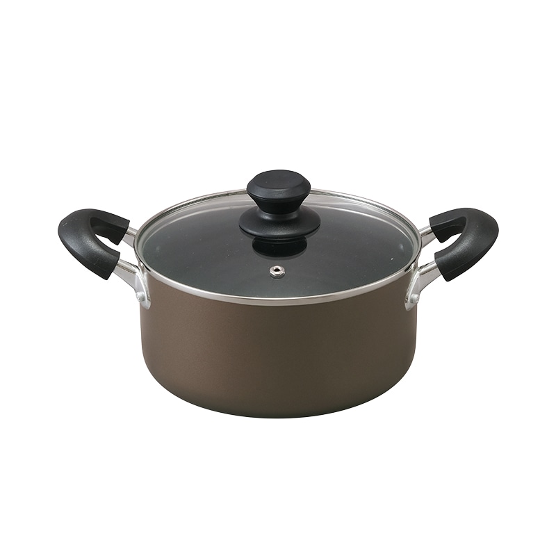 アイリスオーヤマ ダイヤモンドコート 両手なべ IH/ガス火対応 20cm ブラウン DIS-P20 1個(ご注文単位1個)【直送品】