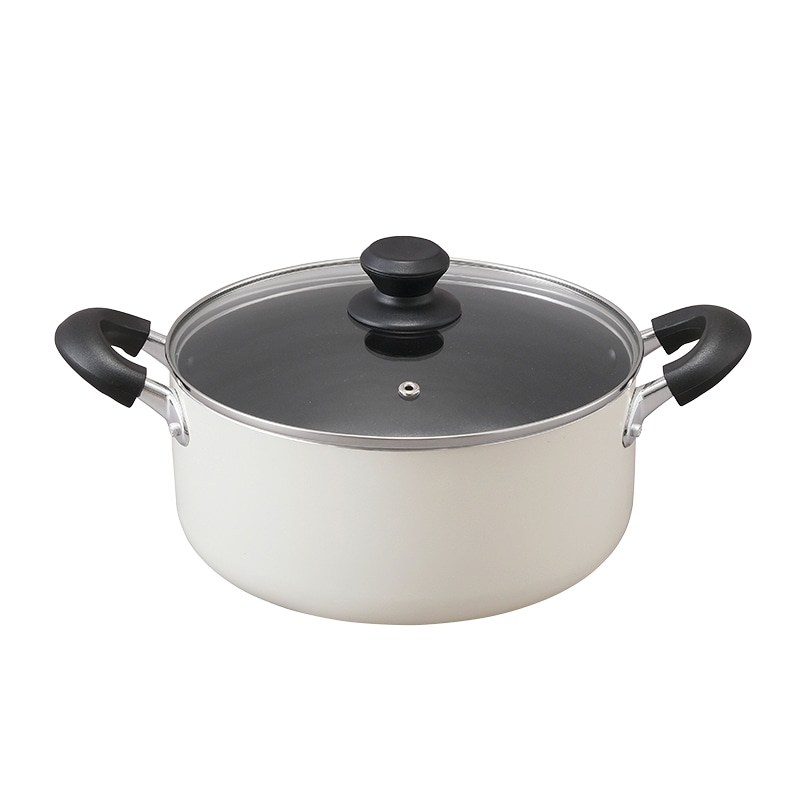 アイリスオーヤマ ダイヤモンドコート 両手なべ IH/ガス火対応 24cm ホワイト DIS-P24 1個(ご注文単位1個)【直送品】