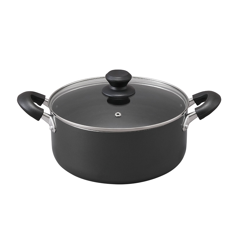 アイリスオーヤマ ダイヤモンドコート 両手なべ IH/ガス火対応 24cm ブラック DIS-P24 1個(ご注文単位1個)【直送品】