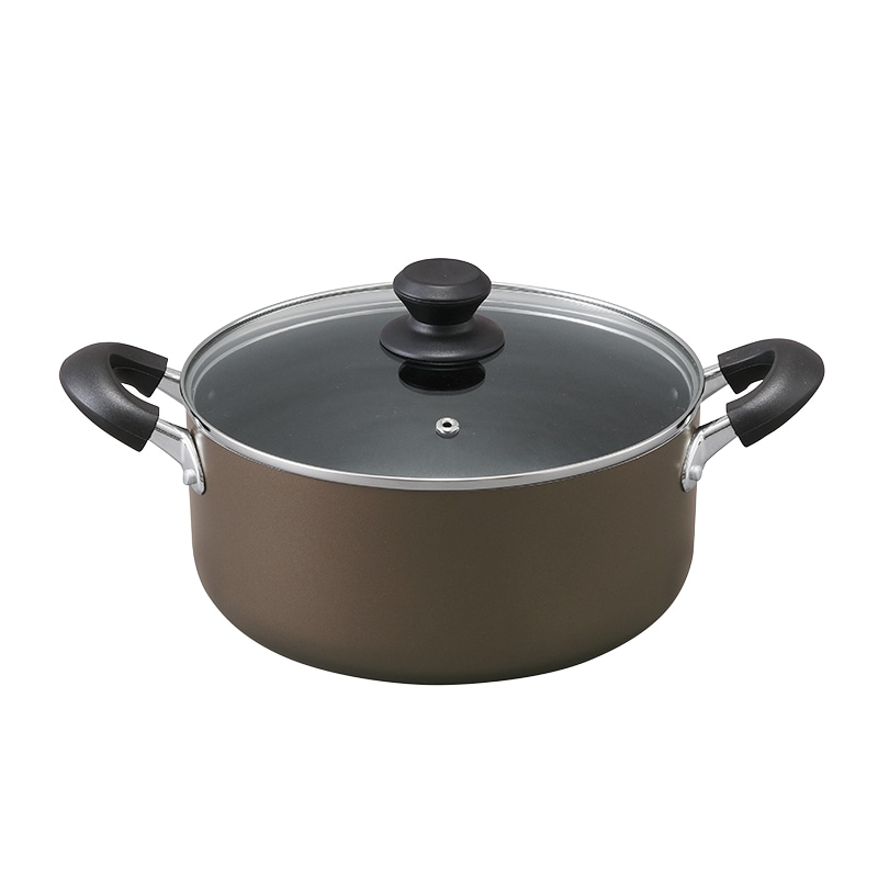 アイリスオーヤマ ダイヤモンドコート 両手なべ IH/ガス火対応 24cm ブラウン DIS-P24 1個(ご注文単位1個)【直送品】
