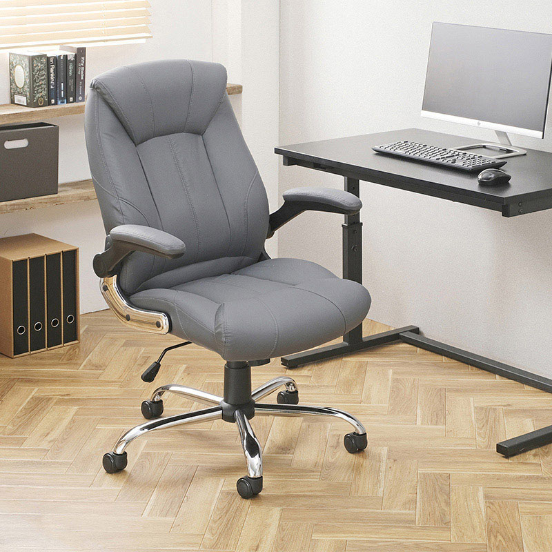 アイリスオーヤマ レザーチェア グレー OFC-LE 1台(ご注文単位1台)【直送品】