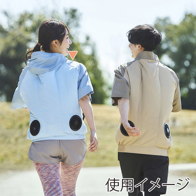 アイリスオーヤマ クールウェア CASUALセット 半袖 フード有 L 水色 CCHS-L02-A 1セット(ご注文単位1セット)【直送品】