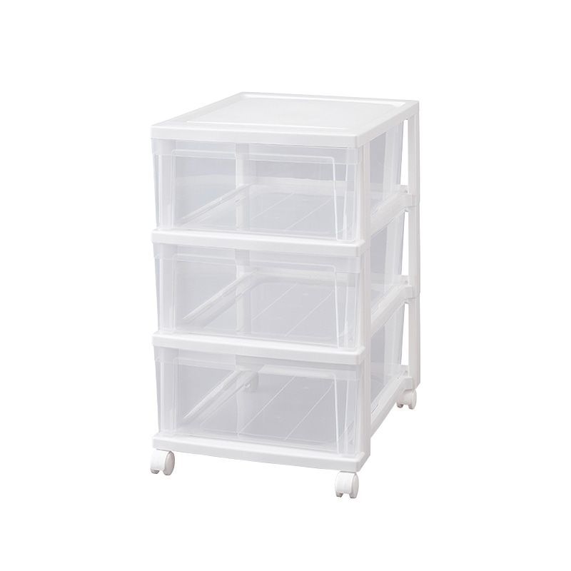 アイリスオーヤマ クローゼットチェスト 3段 2個セット ホワイト/クリア NSCLZ-503 1セット(ご注文単位1セット)【直送品】