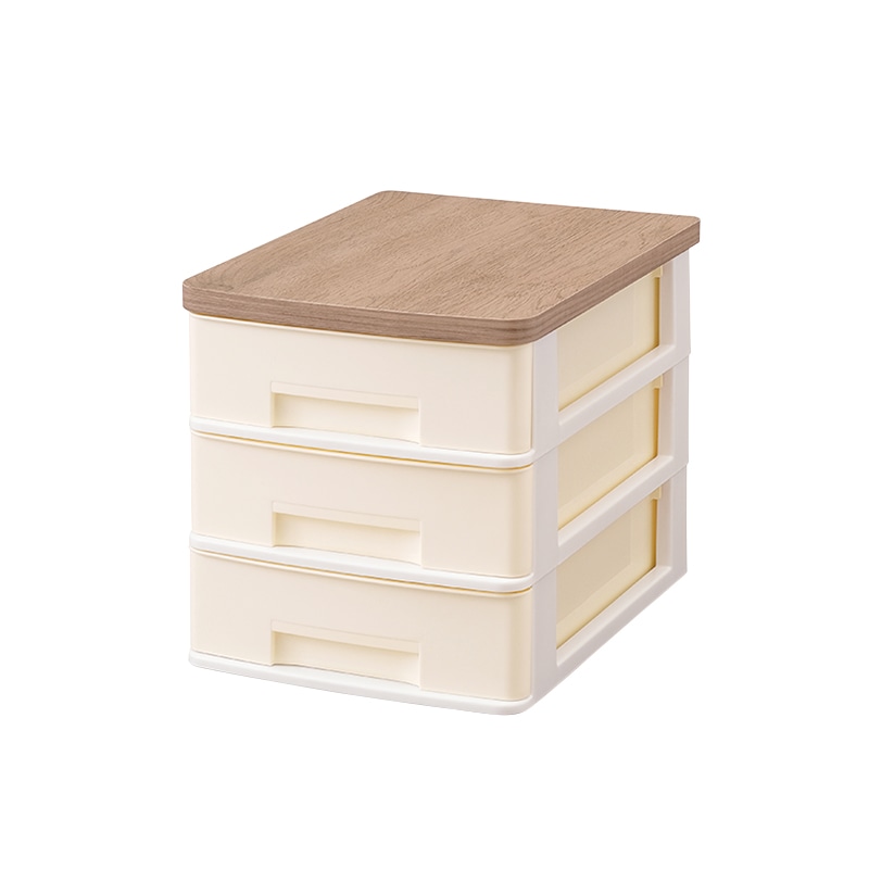 アイリスオーヤマ ウッドトップデスクチェスト 浅型3段 アッシュブラウン/アイボリー WTDC-430RF 1台(ご注文単位1台)【直送品】