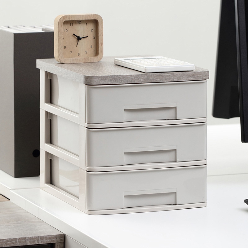 アイリスオーヤマ ウッドトップデスクチェスト 浅型3段 アッシュグレー/グレー WTDC-430RF 1台(ご注文単位1台)【直送品】