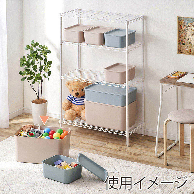 アイリスオーヤマ フタ付き積み重ねBOX　Mサイズ　深型 ピンクベージュ FTB-45D 1個（ご注文単位6個）【直送品】