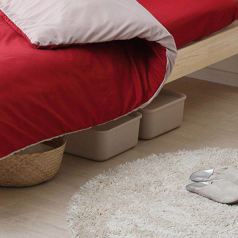 アイリスオーヤマ フタ付き積み重ねBOX Mサイズ ピンクベージュ FTB-45 1個(ご注文単位6個)【直送品】