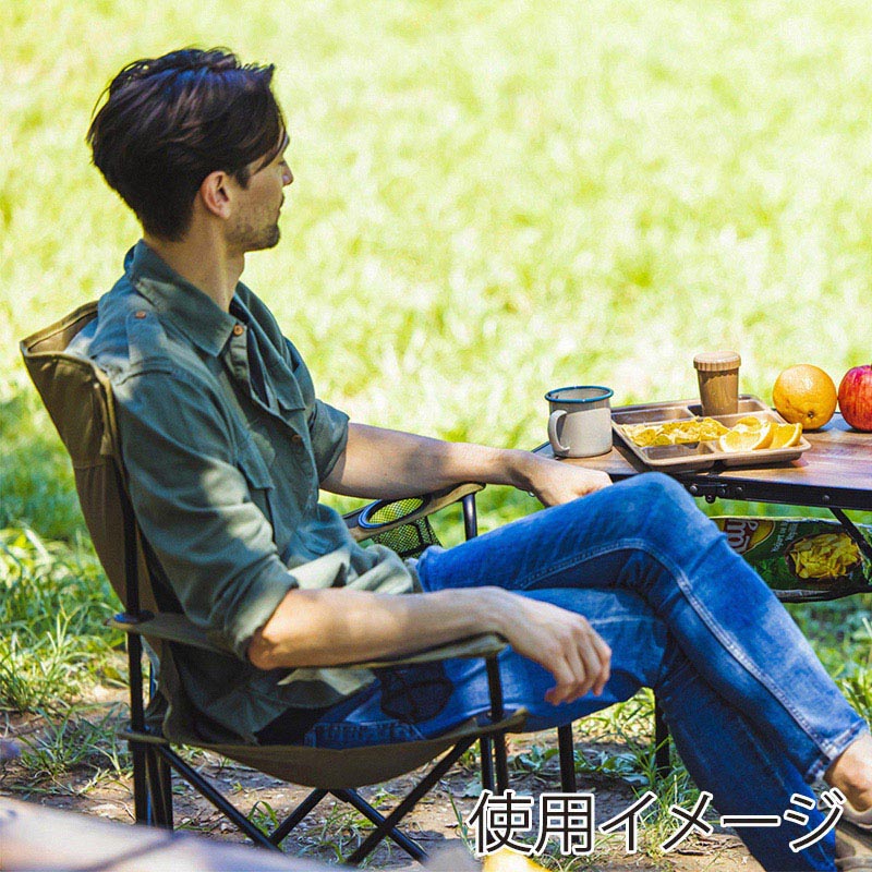 アイリスオーヤマ キャンプチェア ハイタイプ カーキ CC-HIGH 1個(ご注文単位1個)【直送品】