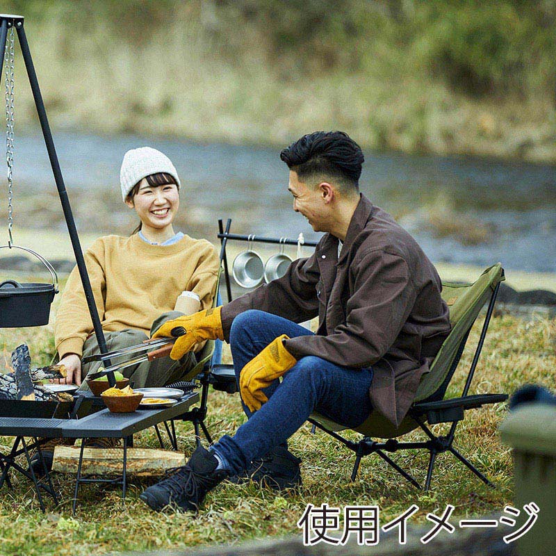 アイリスオーヤマ キャンプチェア ロータイプ カーキ CC-LOW 1個(ご注文単位1個)【直送品】
