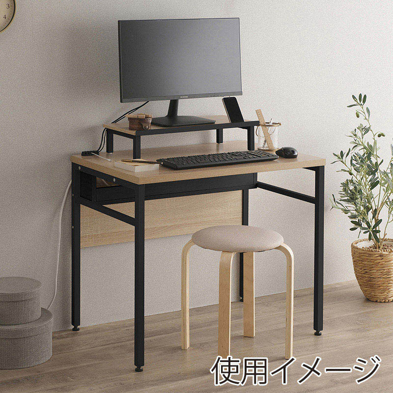 アイリスオーヤマ ケーブル収納デスク モニター台付 ライトナチュラル/ブラック CSD-800M 1台(ご注文単位1台)【直送品】