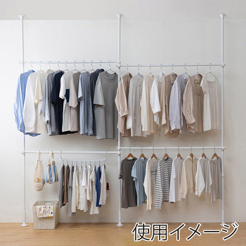 アイリスオーヤマ 突っ張りワードローブ 157.9~263cm ホワイト TWR3-2630 1個(ご注文単位1個)【直送品】