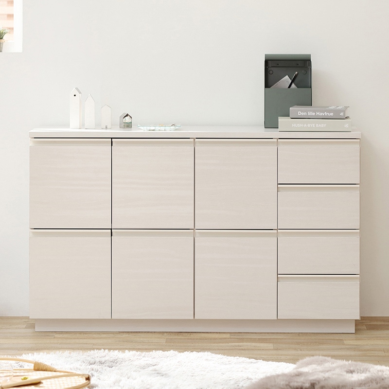 アイリスオーヤマ リビングキャビネット 幅119cm オフホワイト RCB-1190 1台(ご注文単位1台)【直送品】