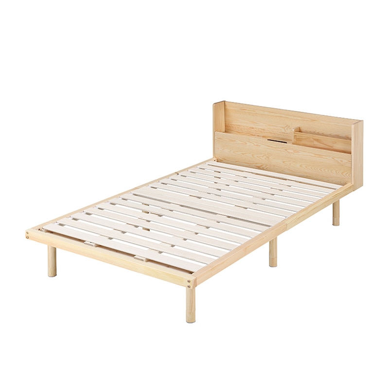 アイリスオーヤマ 高耐荷重 すのこベッド 宮付き セミダブル ナチュラル HWBM-SD 1台(ご注文単位1台)【直送品】