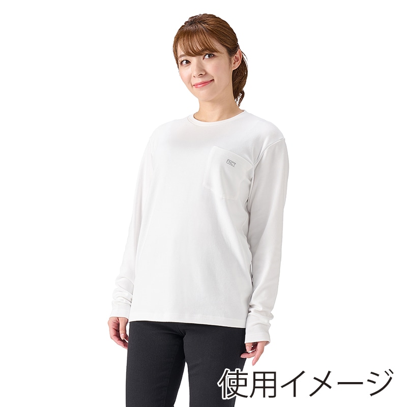 アイリスオーヤマ ファンクト ストレッチスムースロングTシャツ ポケット付き L ホワイト FC21401-WHL 1枚(ご注文単位1枚)【直送品】