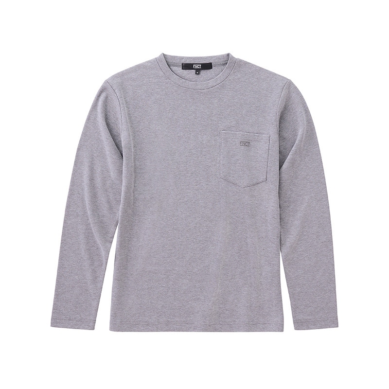 アイリスオーヤマ ファンクト ストレッチスムースロングTシャツ ポケット付き S ミックスグレー FC21401-GRS 1枚(ご注文単位1枚)【直送品】