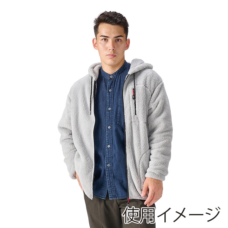 アイリスオーヤマ ファンクト あったかボアフリース パーカー M ライトグレー FC21503-LGRM 1枚(ご注文単位1枚)【直送品】