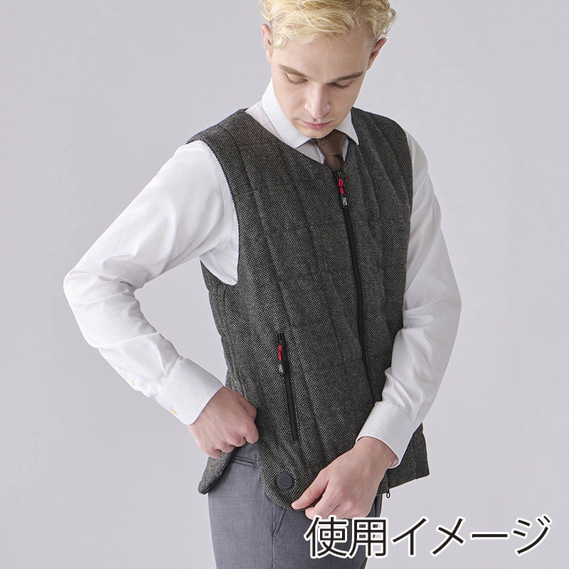 アイリスオーヤマ ファンクト ヒートベスト ツイード調 M グレー FC21612-GRM 1枚(ご注文単位1枚)【直送品】