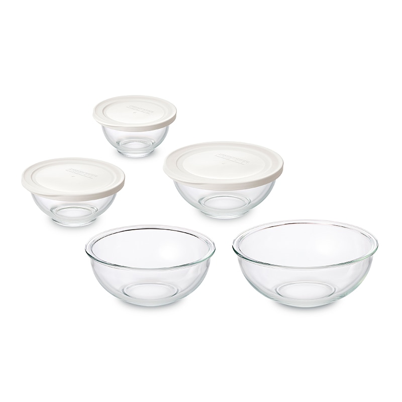 アイリスオーヤマ 耐熱ガラスボウル 5点セット ホワイト TGB-5S 1個(ご注文単位1個)【直送品】