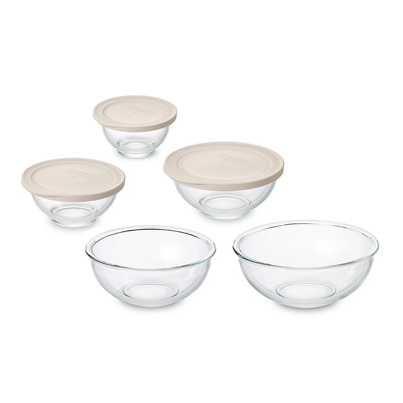 アイリスオーヤマ 耐熱ガラスボウル 5点セット ベージュ TGB-5S 1個(ご注文単位1個)【直送品】